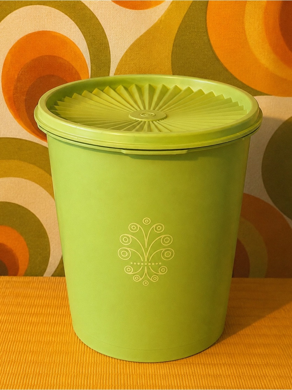 Vintage Avocado Green Tupperware Canister Storage Container Lid